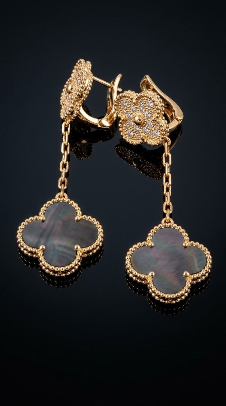 Ohrringe & -stecker: Boucles d'oreilles trèfle, plaqué or – Neu und originalverpackt aus St-Maurice von Sandrinette123