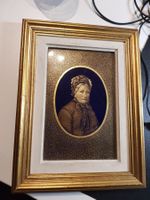 antike Emaille Glas Portrait Malerei von 1888