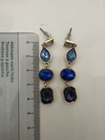 Ohrhänger goldfarben mit blauen Steinen 4 cm lang