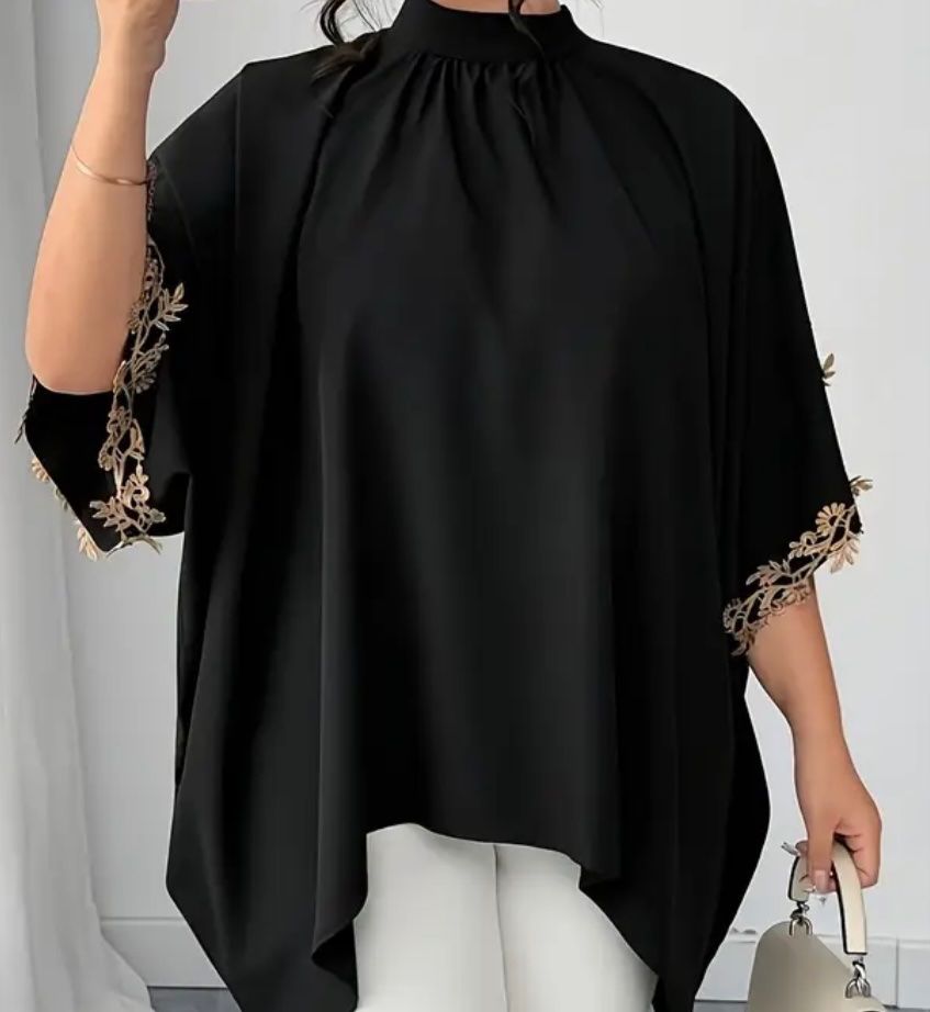 Blusen: Edle hingucker Bluse/Tunika, schwarz/gold, 1 Size – Neu und originalverpackt aus Winkel von ferrari2022 3