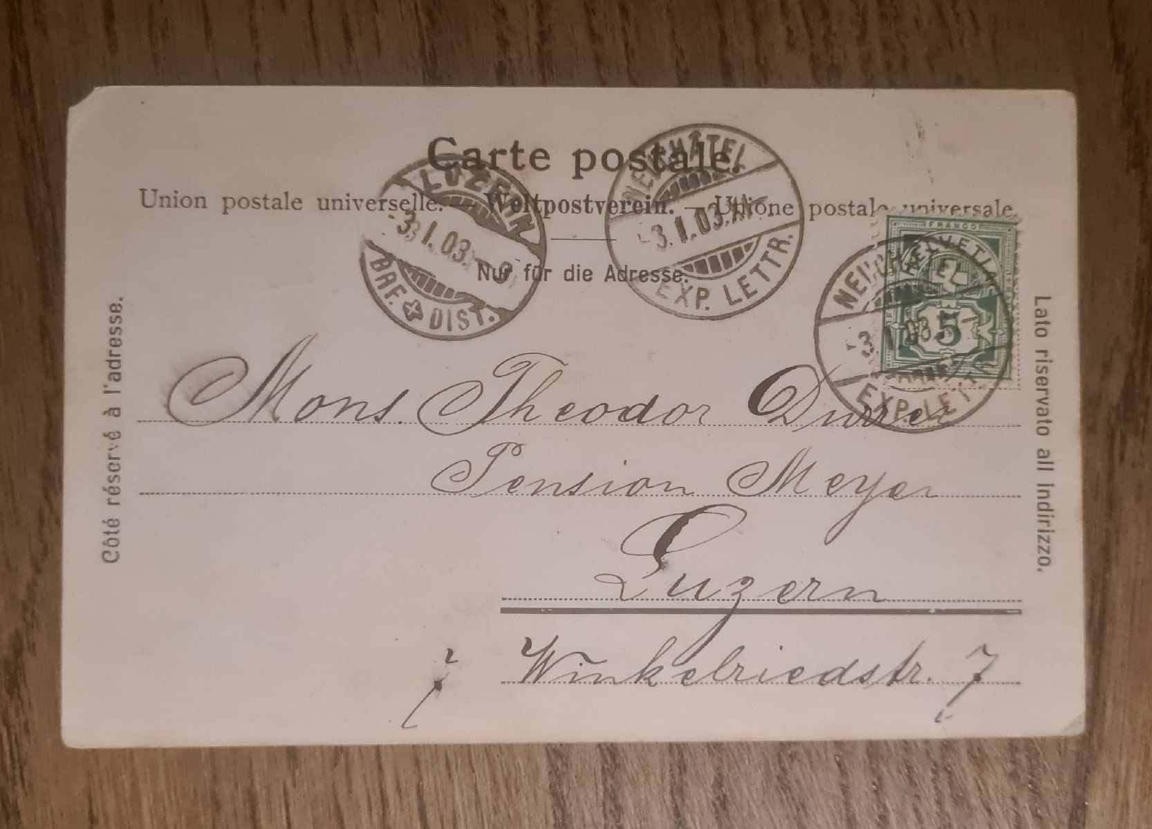 Cartoline postali: Neuchâtel, Rue des Beaux-Arts 1903 – Usato da Ebikon venduto da Donar50 2