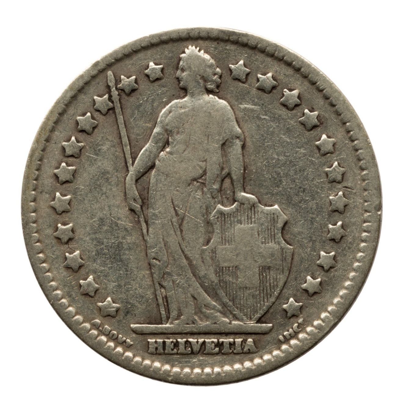 Tutti le monete: Schweiz - 1 Franken - 1907 - Silber – Usato da Rotkreuz venduto da Swiss-Coins 1