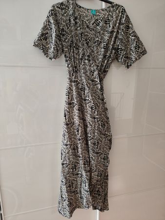 Wickel-Maxikleid schwarz/weiss (India Town) M = 40/42