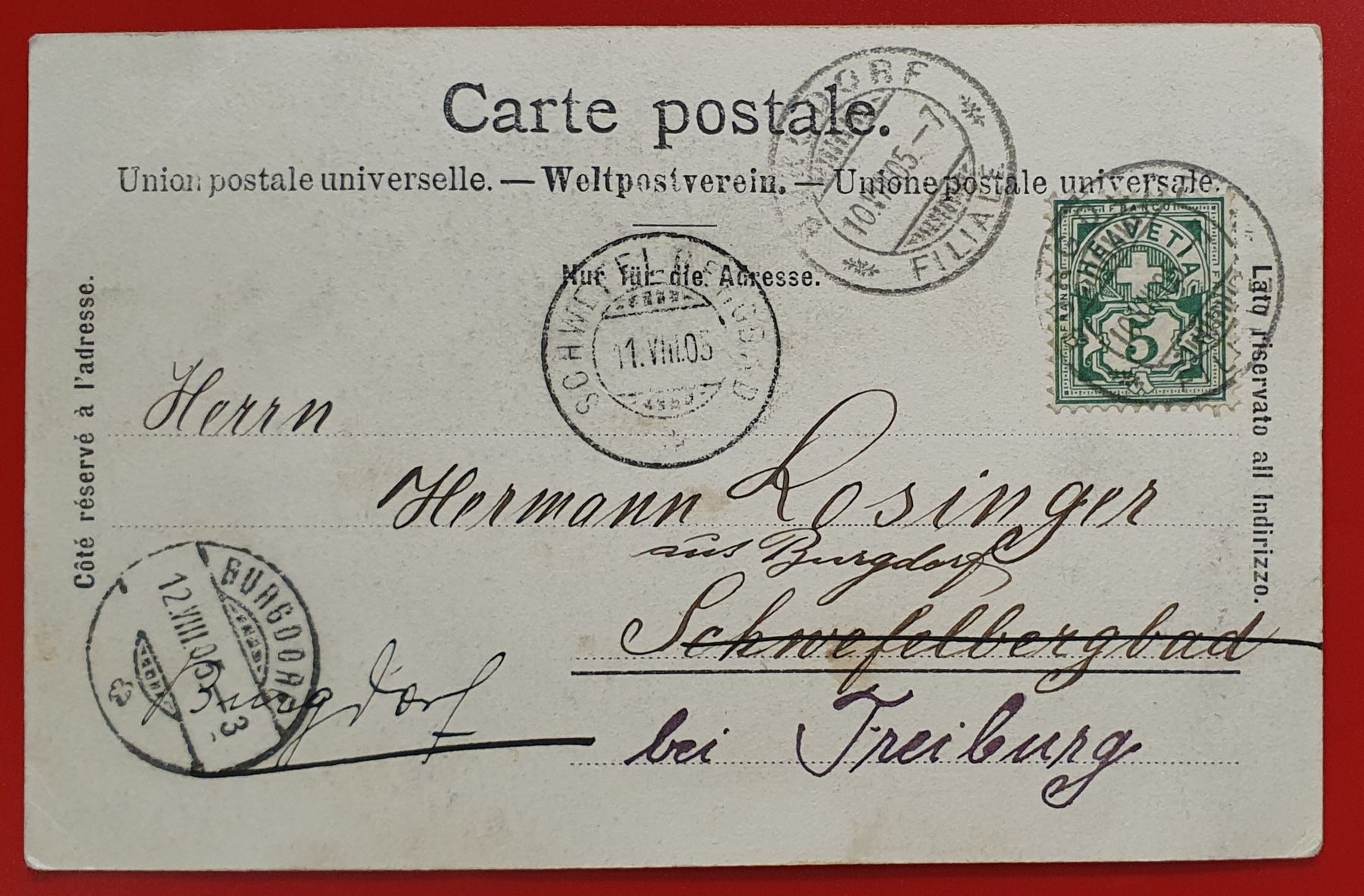Ansichtskarten: Gruss aus Burgdorf 1905 – Gebraucht aus Kreuzlingen von Rschweiz1 1
