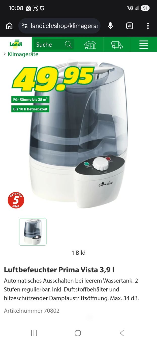 Humidificateurs: Luftbefeuchter Prima Vista  – D'occasion à Lostorf par _Venus_ 2