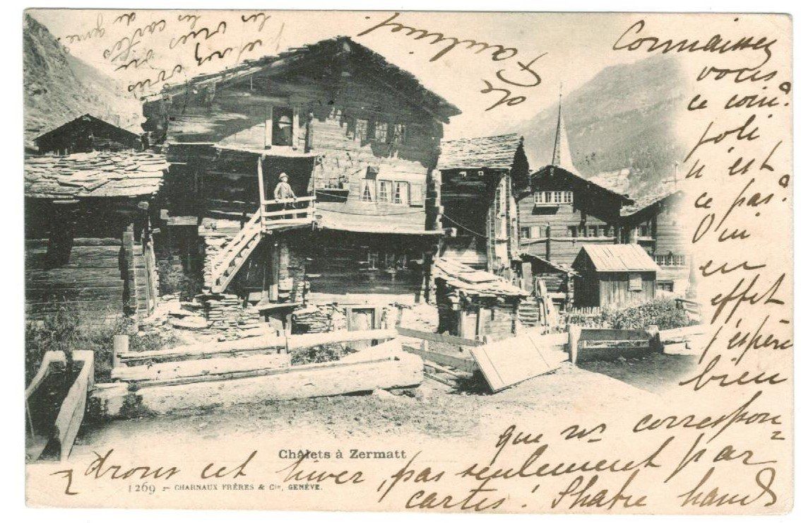 Cartoline postali: AK Châlets à Zermatt 1901 – Usato da Zürich venduto da Tolima194