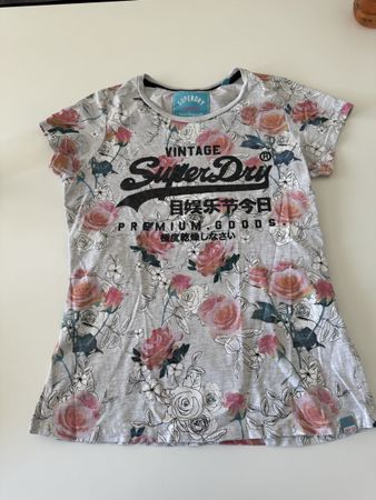 Superdry T-Shirt floral print light grey size S