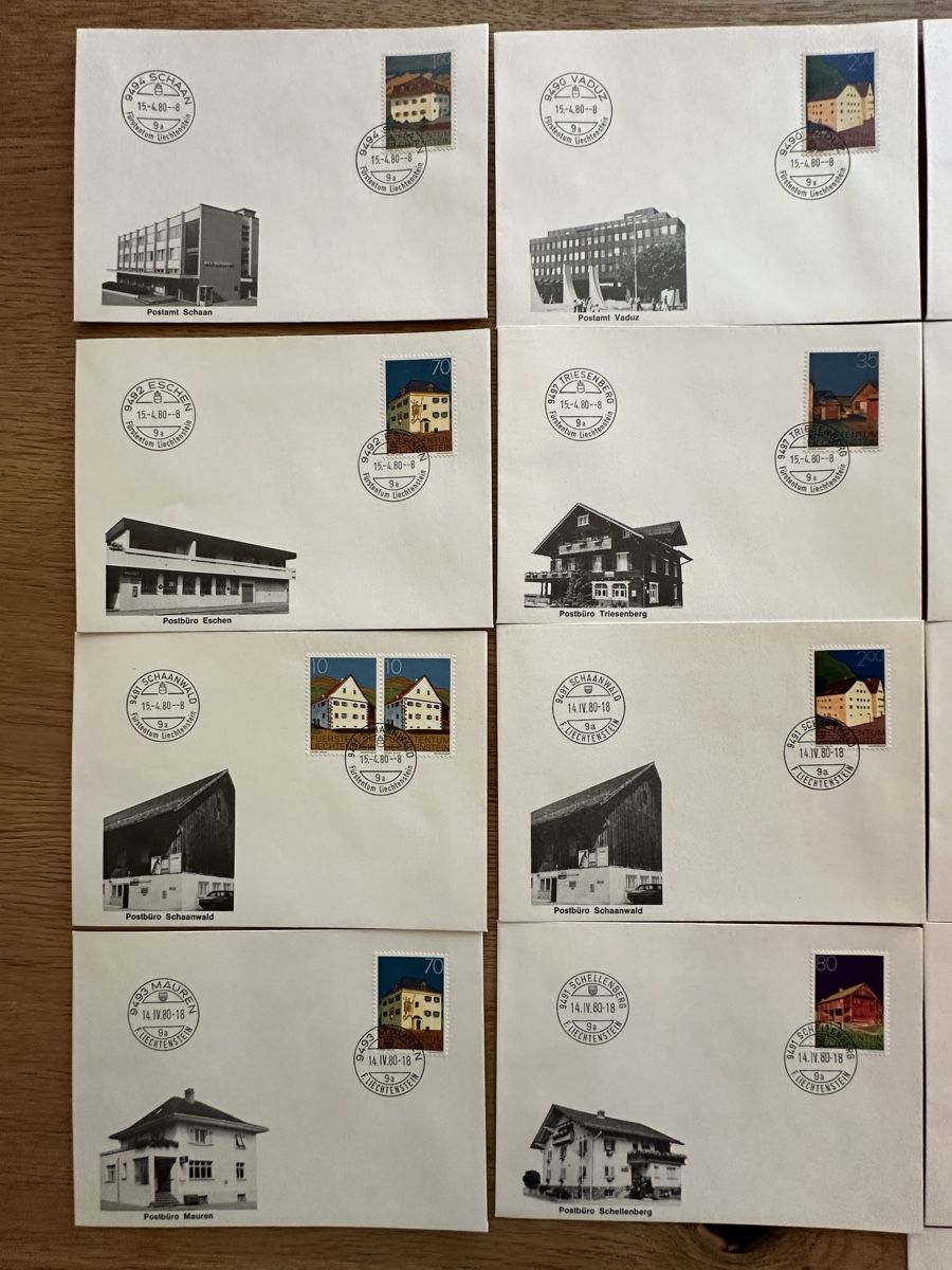 Tutti i francobolli: Liechtenstein - 1980 26x Postämter FDC – Usato da Schmitten / FR venduto da Samsara169 1