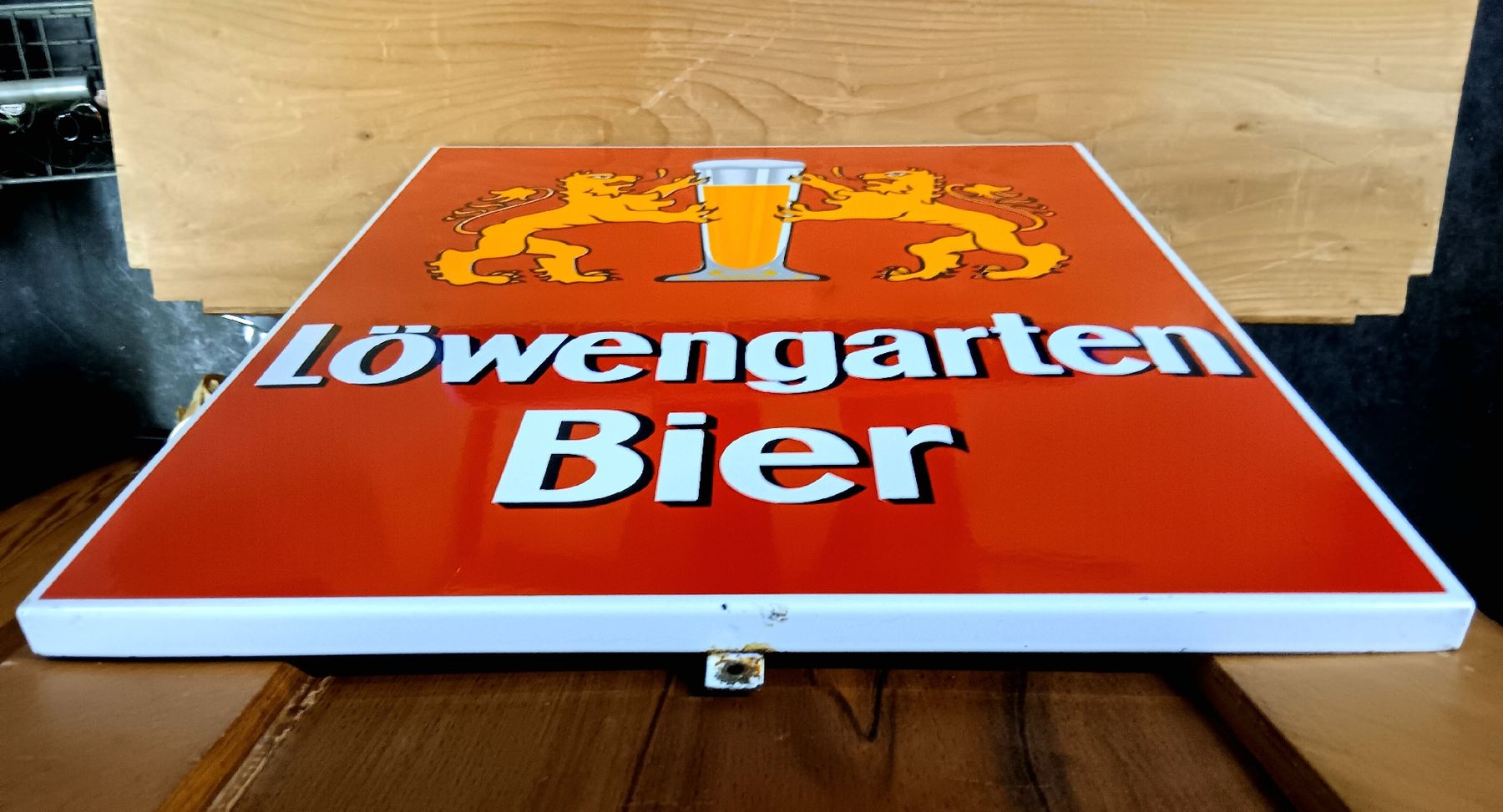 Insegne: Emailschild Bier Brauerei Löwengarten Rorschach – Usato da Lichtensteig venduto da B-B-Bier 2