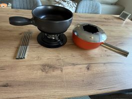 Käsefondue Set & Chinoise Pfanne mit Gabeln