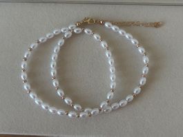 Luxus Elegante Kette Farbe :Silber Kunstperlen