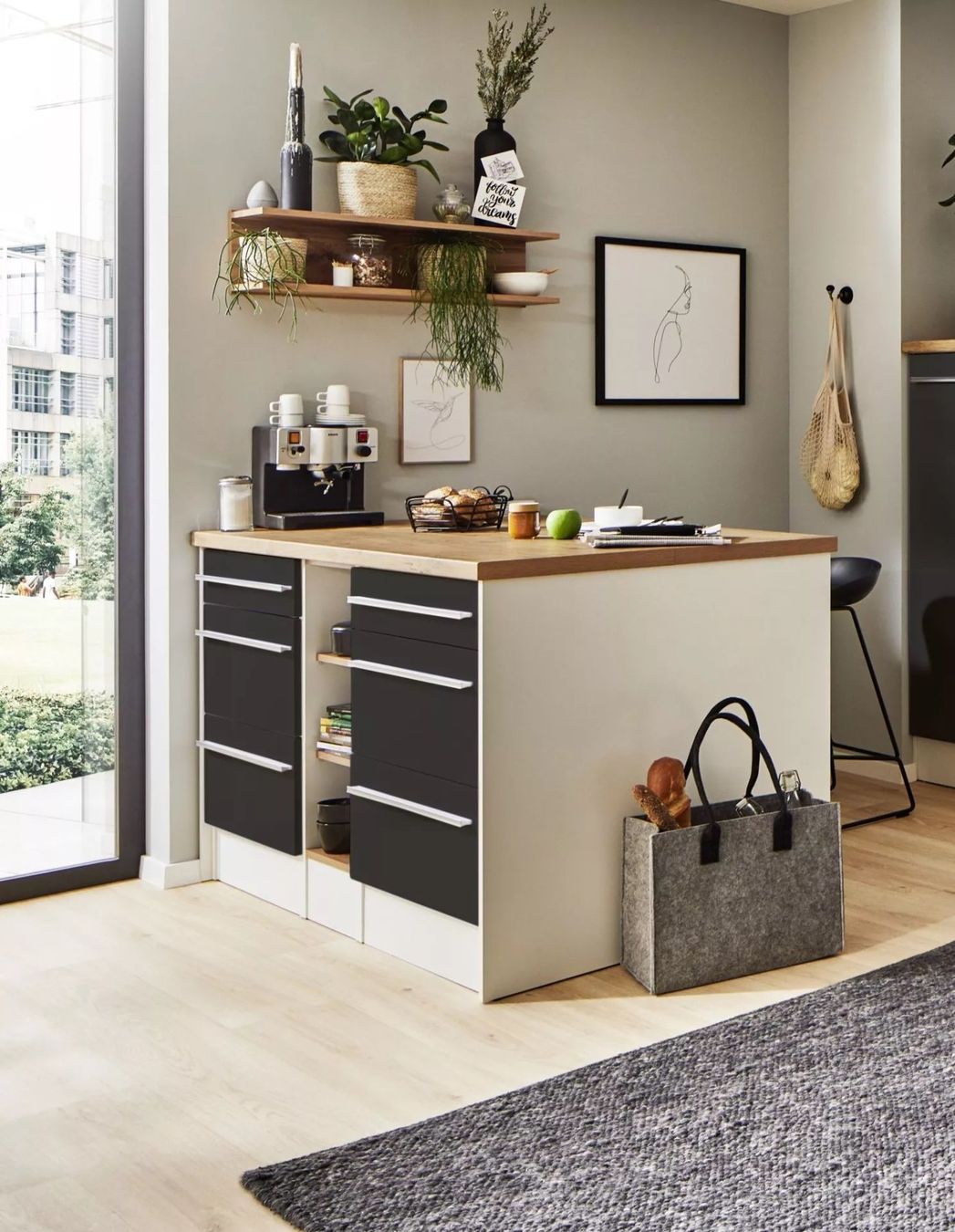 Cucine complete: 922 - Kücheninsel Gabriel 150cm mit Hängeregal Grau – Nuovo e nell'imballaggio originale da Wallenwil venduto da toesstalvertrieb 3