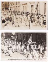 Eidg Turnfest Luzern 1928, 2 Foto-AK Umzug Sekt. Rheinfelden