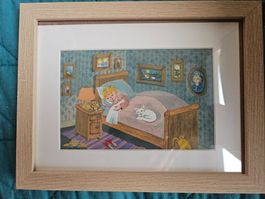 Gouache illustration encadrée Claire FINAZ