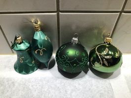 4 Stück hübscher Weihnachtsschmuck in Grüntönen