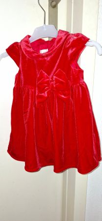Robe de fête rouge en velours avec noeud, bébé taille 68