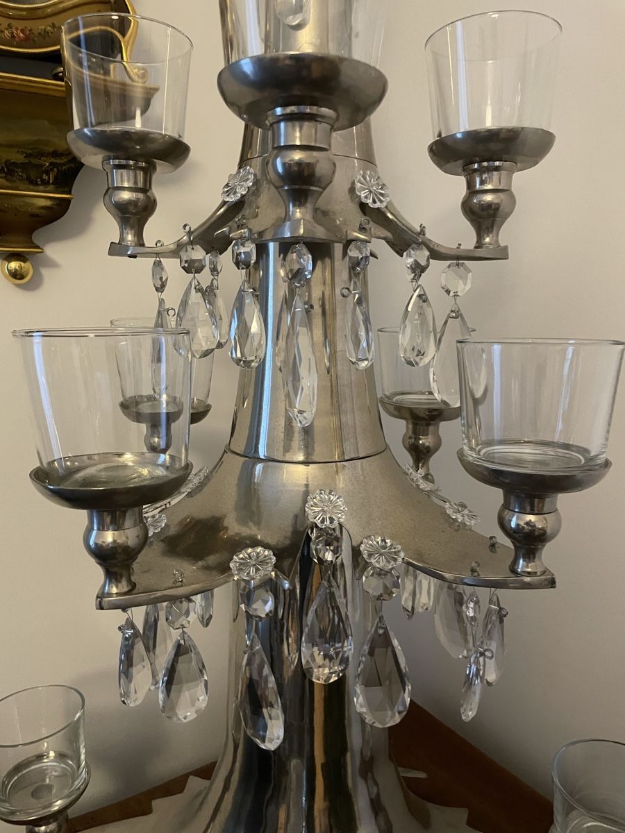 Portacandele: Weihnachtsbaum Kerzenständer Silber Metall Glas! – Usato da Bern venduto da roa80 1