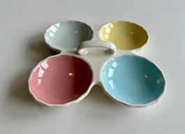 Mid Century Apéro-Geschirr in Pastell/Weiss