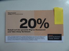 20% Rabatt Migros Restaurant- und Take-Away-Sortiment