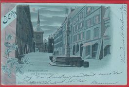 BERN, ZEITGLOCKENTURM, BÄRENBRUNNEN, LITHO, MONDSCHEINLITHO