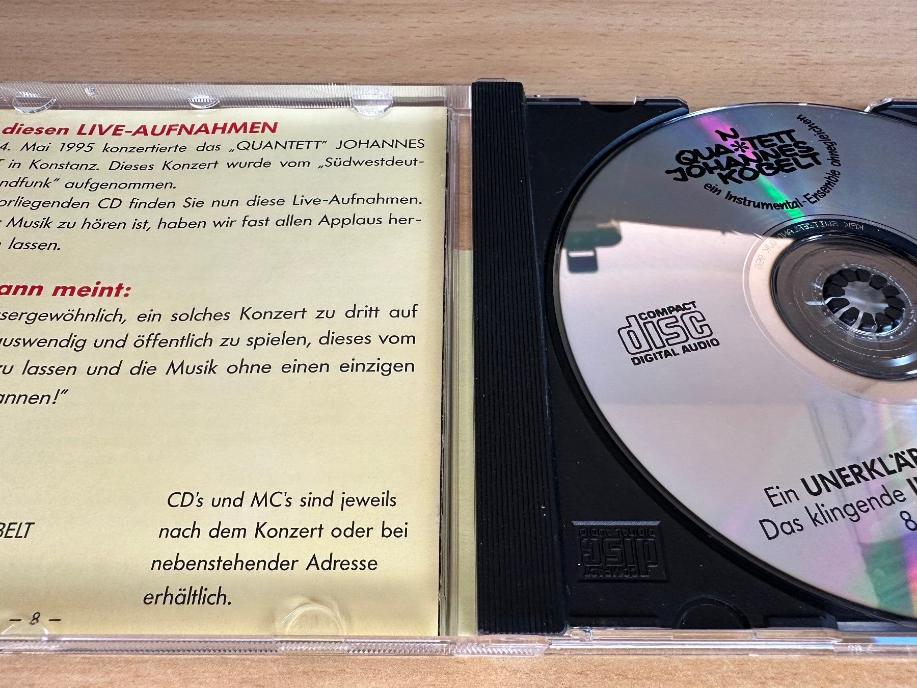 CD: Quantett Johannes Kobelt – Ein Unerklärbares Konzert Oder – Usato da Rikon im Tösstal venduto da Alpenmutz 2