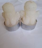 Lot de 2 bougies réchaud anges blancs/2er-Set weiße Engel-Te