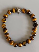 Armband Tigerauge mit Löwenkopf
