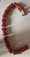 Grand train jouet ancien en bois – 10 pièces – env. 140 cm