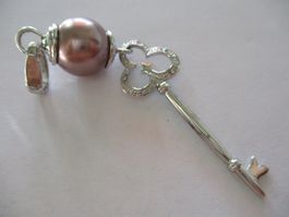 Anhänger Schlüssel mit rosa Perle silber 925