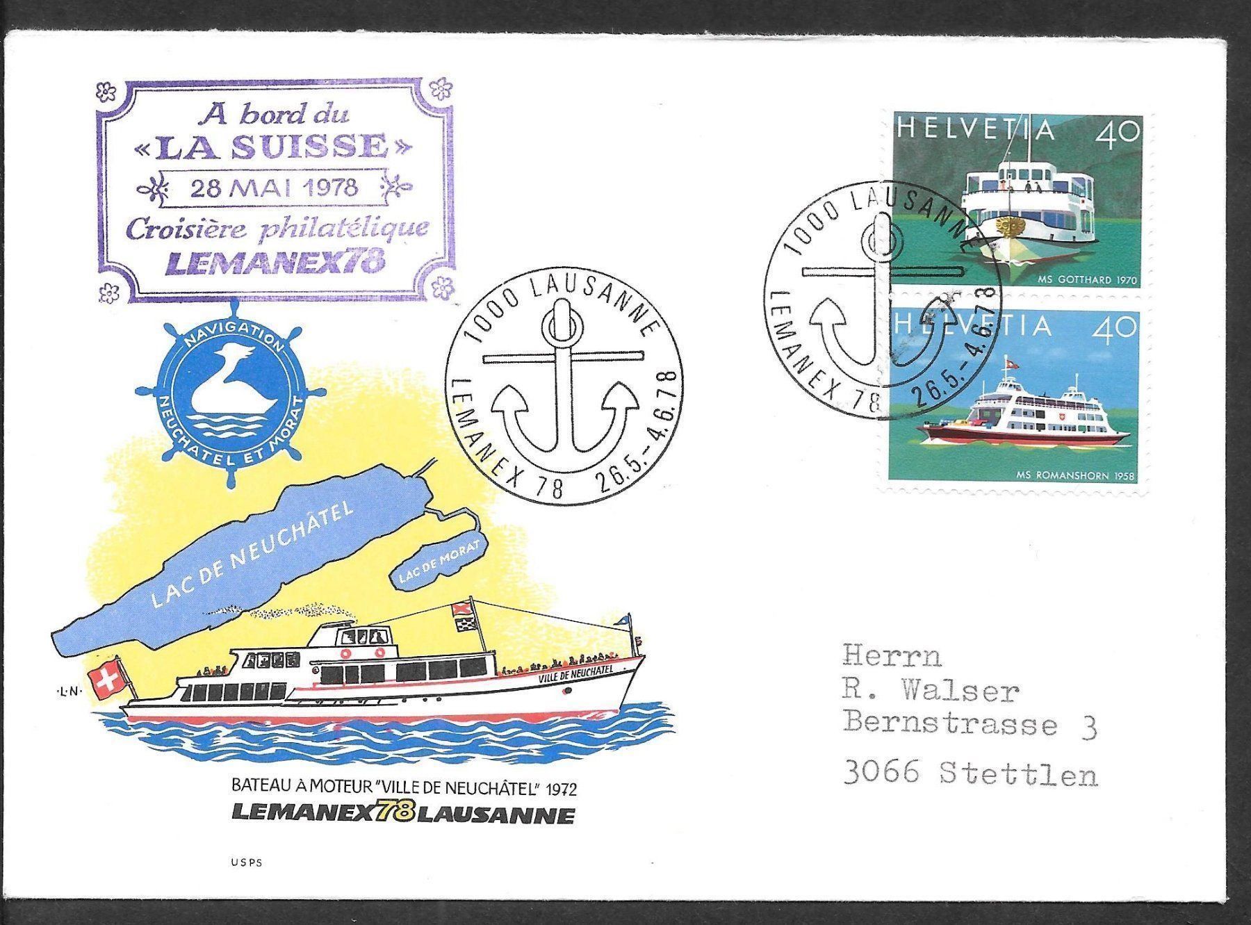 Tutti i francobolli: Schiffsbrief La Suisse Lemanex Lausanne 28.5.1978 – Nuovo (secondo la descrizione) da Olten venduto da clotaldi