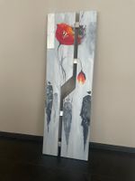 Gemälde Blumen grau/rot