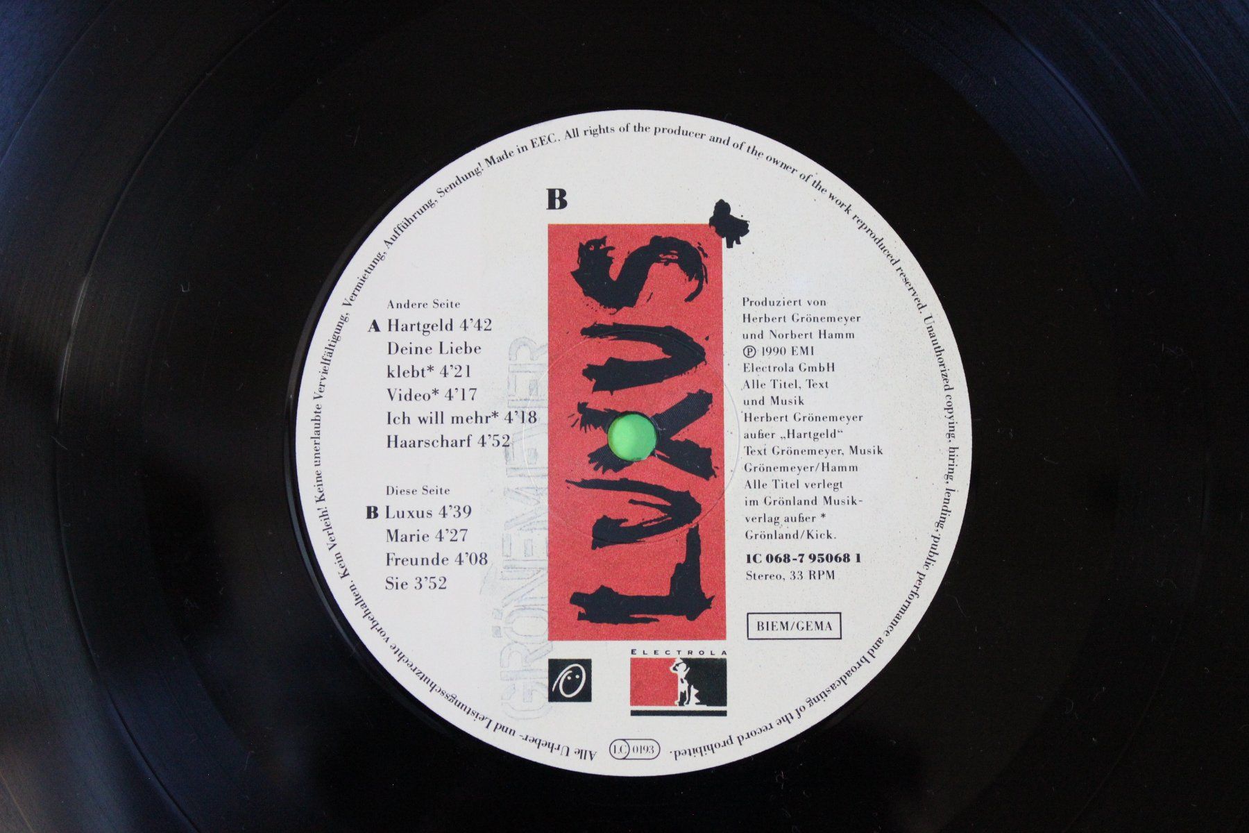 Dischi in vinile: Herbert Grönemeyer - Luxus LP Vinyl 12" 1990 – Usato da Tübach venduto da JamesStone 5