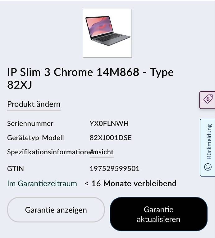 Notebook: Lenovo Notebook Ideapad Slim 3 Chrome 4M868 – Usato da Kölliken venduto da GTT 3