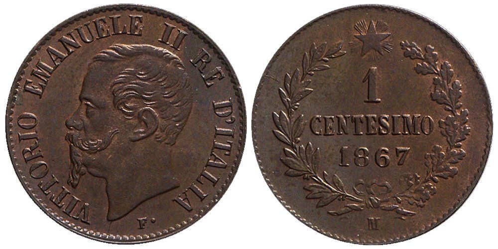 Tutti le monete: Italien, 1 Cent 1867 Milano – Usato da Chiasso venduto da Novamarketing