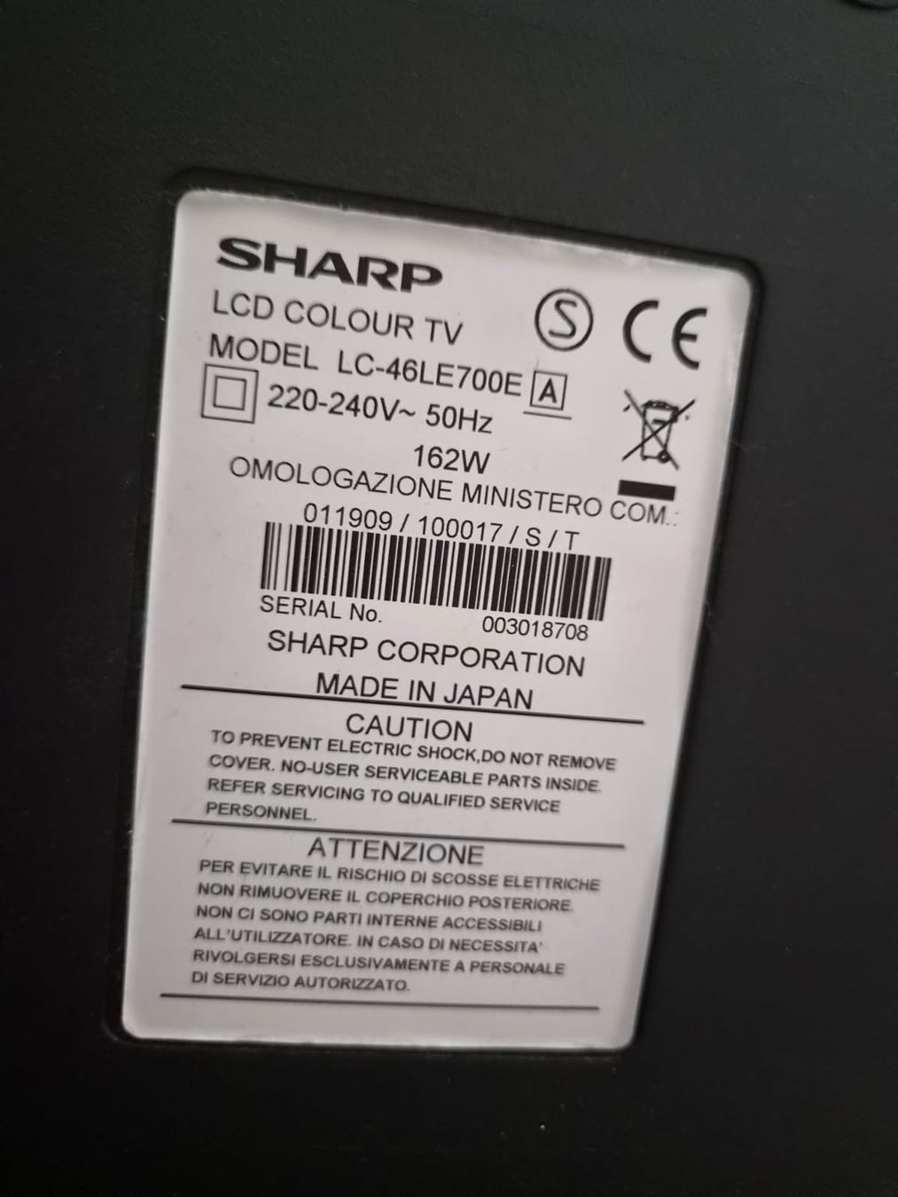 Sharp Televisori: Sharp Aquos LC-46LE700E 46" Full HD LED TV – Usato da Zürich venduto da dan_6hyt 4
