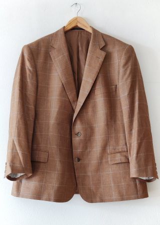 BURBERRY Seide/Leinen Jacke Sakko Jacket Blazer Tartan Gr.54