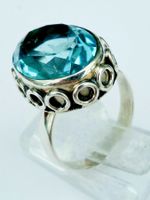 Silber Fingerring mit Blau Topas