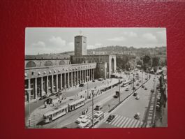 Stuttgart s/w Karte Hauptbahnhof alte Autos Strasenbahn