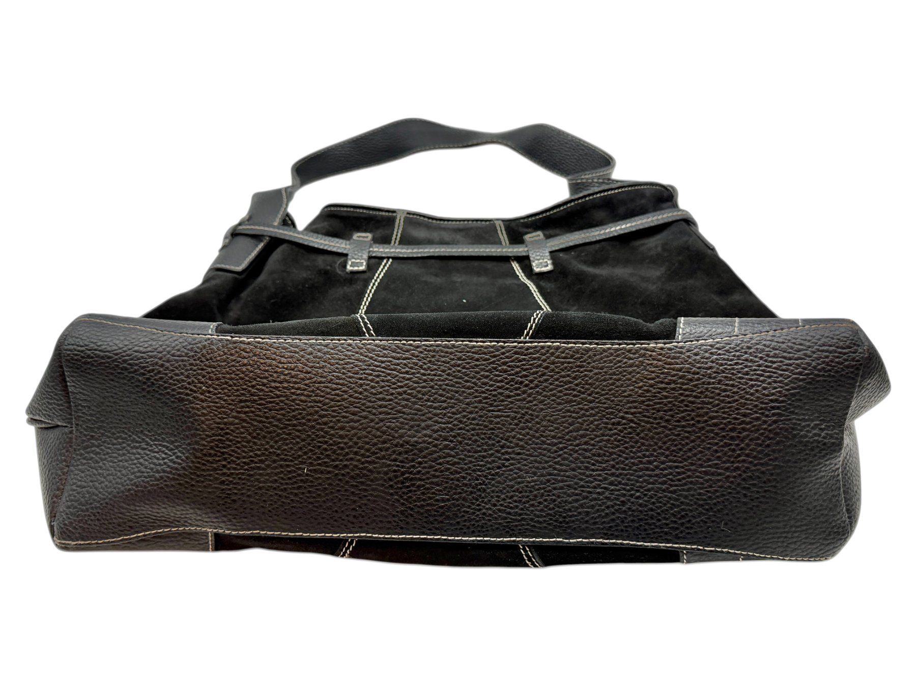 Borse da donna: Sac à main cabas en daim et cuir noir véritable – Usato da Morges venduto da magicle 1
