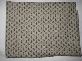 Baumwollstoff taupe mit dunkelblauen Ankern