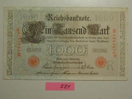 Dt. Reich Reichsbanknote 1000Mark 21.April 1910