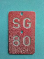 Velonummern Fahrradnummer SG 80 17498