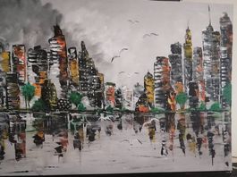 Acrylbilder Stadt nach Regen