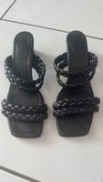 Schwarze geflochtene Riemchen Sandalen Gr. 45 Sommer