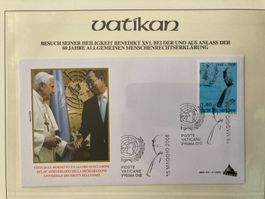 Vatikan 2008 Ersttagsbrief Besuch UNO Papst Benedikt XVI