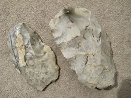 Silex Feuerstein Faustkeil + Schaber Steinzeit Replikate A)