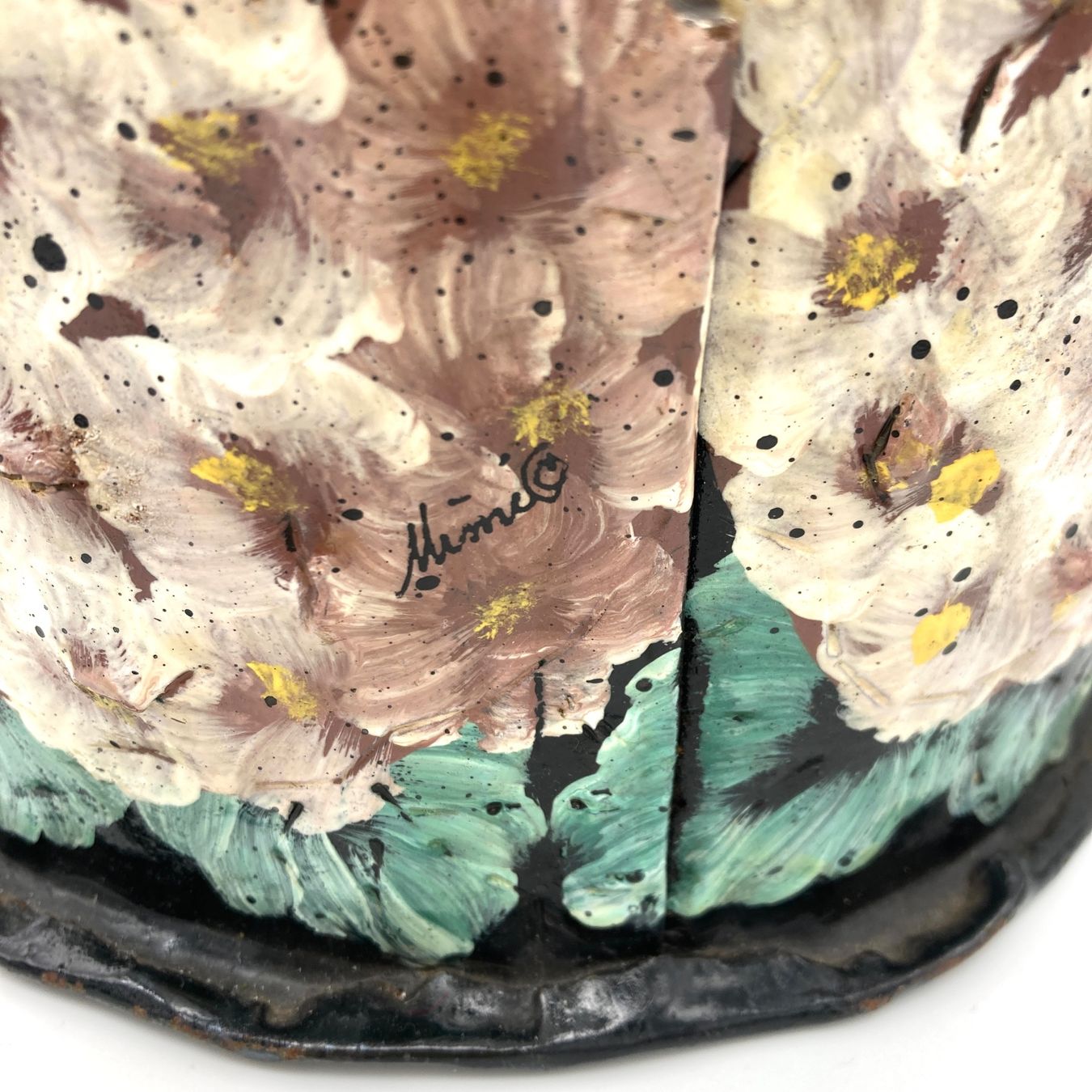 Vasi per fiori: Vintage handgemalt Metall Pflanzer Blumentopf – Usato da Wädenswil venduto da krisztiname 6