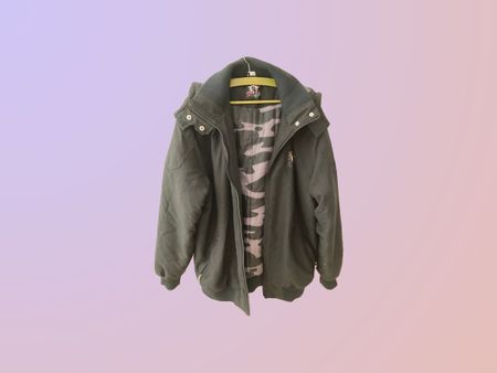 Y2k Vintge Bomber Jacke mit Kapuze, Grösse L