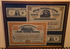 US Eisenbahnaktien-Rahmen-Chicago Burlington Rarität!
