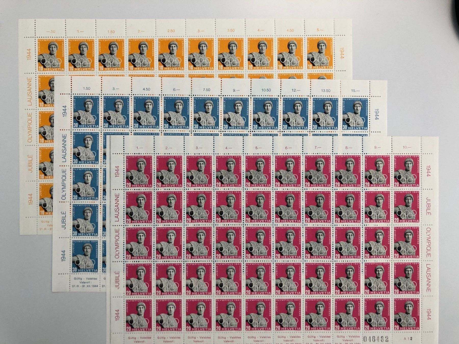 Alle Briefmarken: Olympia 1944 Lausanne Bogenserie kompl – Neu (gemäss Beschreibung) aus kriens von bst999
